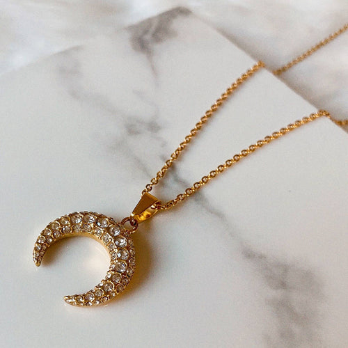 CZ Crescent Moon Necklace