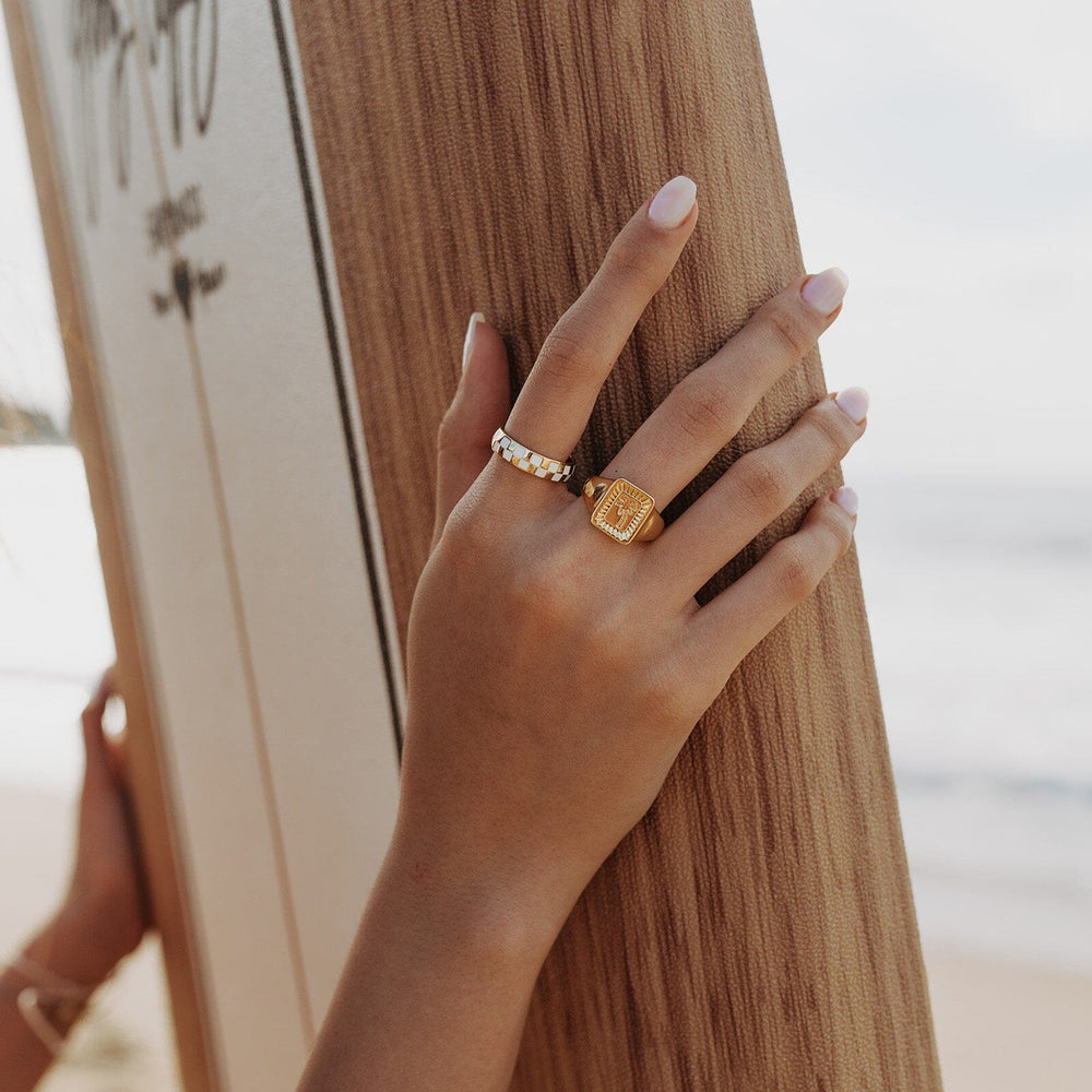 Gold Checkerboard RIng