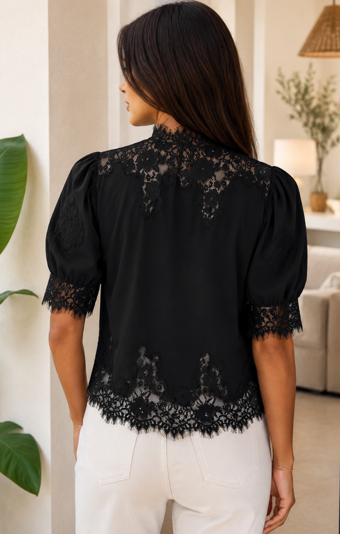 Eura Black Lace Top