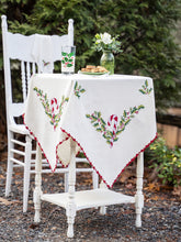 Candy Cane Cross Stitch Embroidered Tea Cloth