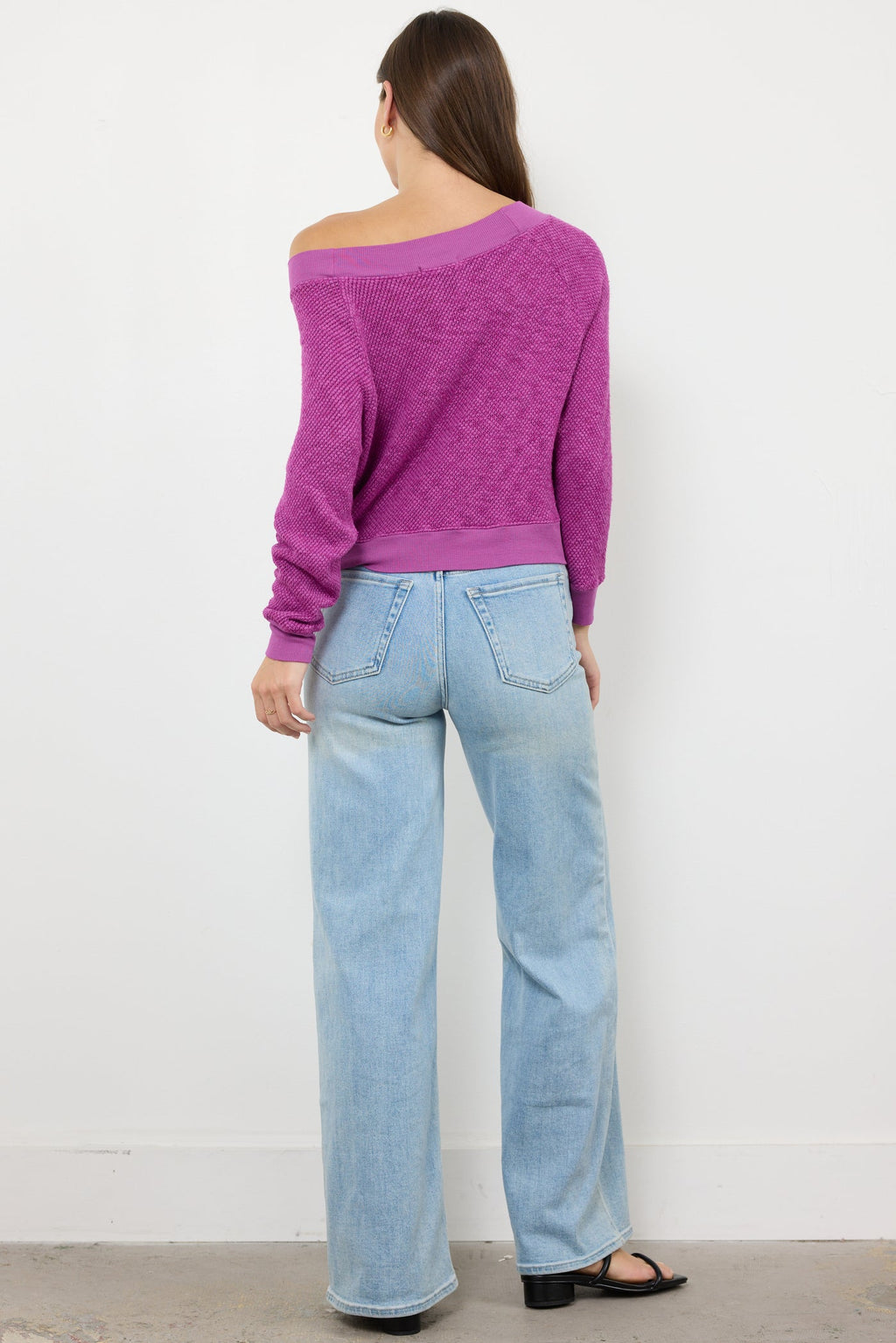 Carol Fuchsia Off-Shoulder Sweater