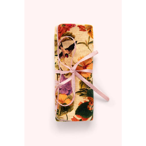Cream Posy Floral Jewelry Roll