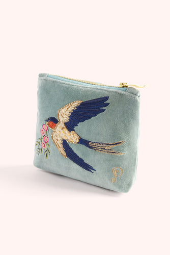 Swooping Swallows Velvet Mini Pouch