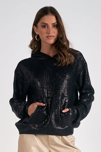 Metallic Knit Hoodie