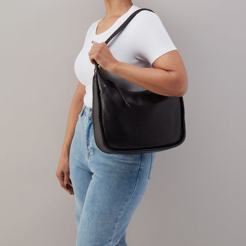 Mia Black Crescent Large Hobo Bag