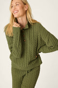 Cozy Cable Chenille Olivine Button Pullover