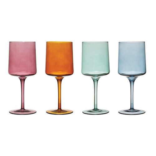 Color Stemmed Wine Glass Set of 4