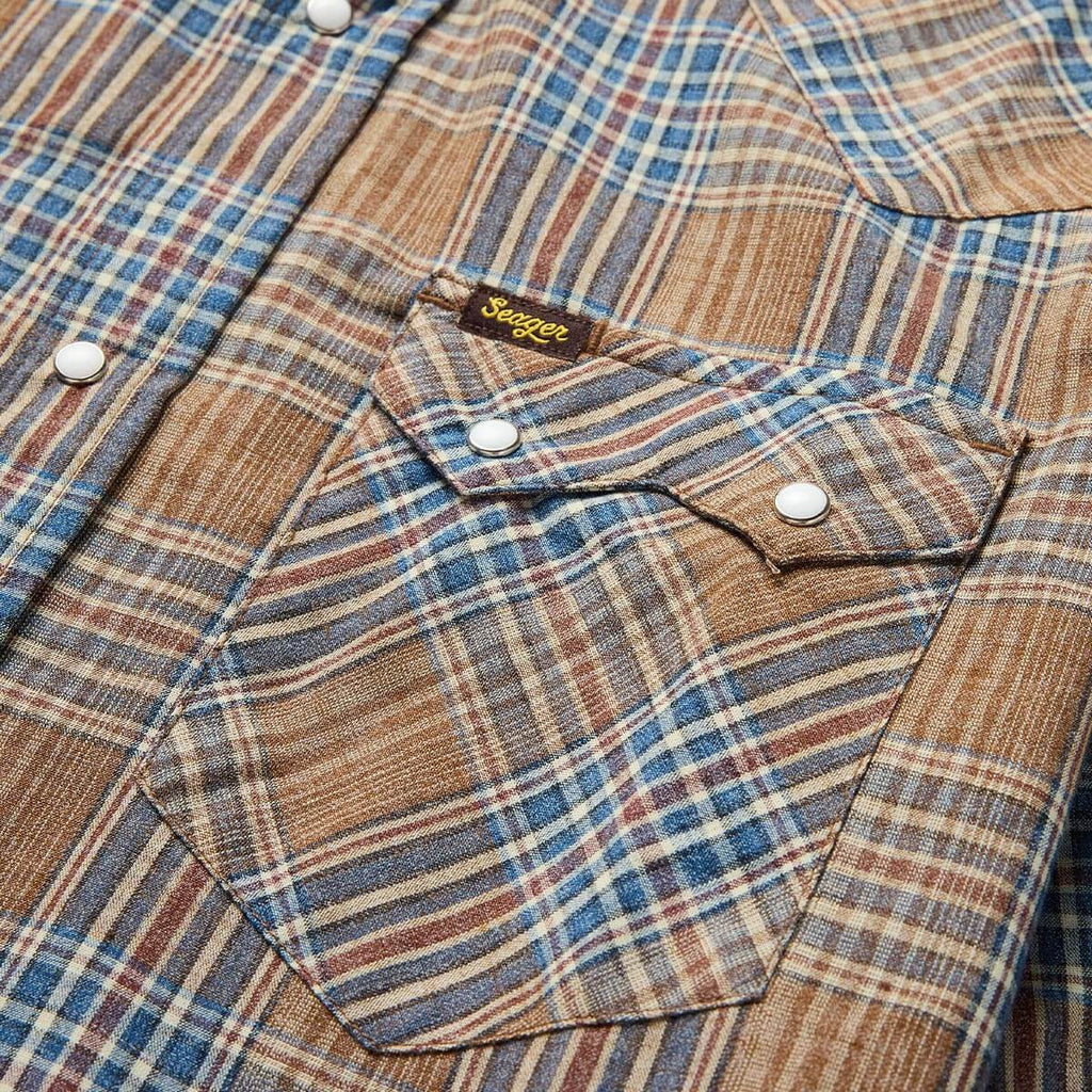 Sawtooth Faded Navy Plaid Snap Shirt