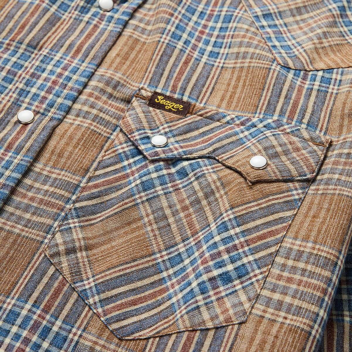 Sawtooth Faded Navy Plaid Snap Shirt