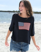 Flag Short-Sleeve Sleeve Sweater