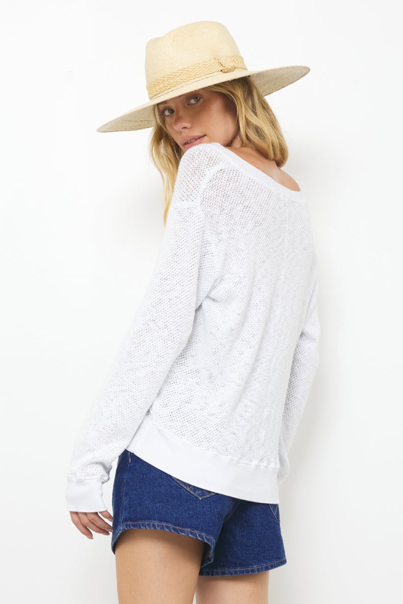 Gabrielle White V Sweater