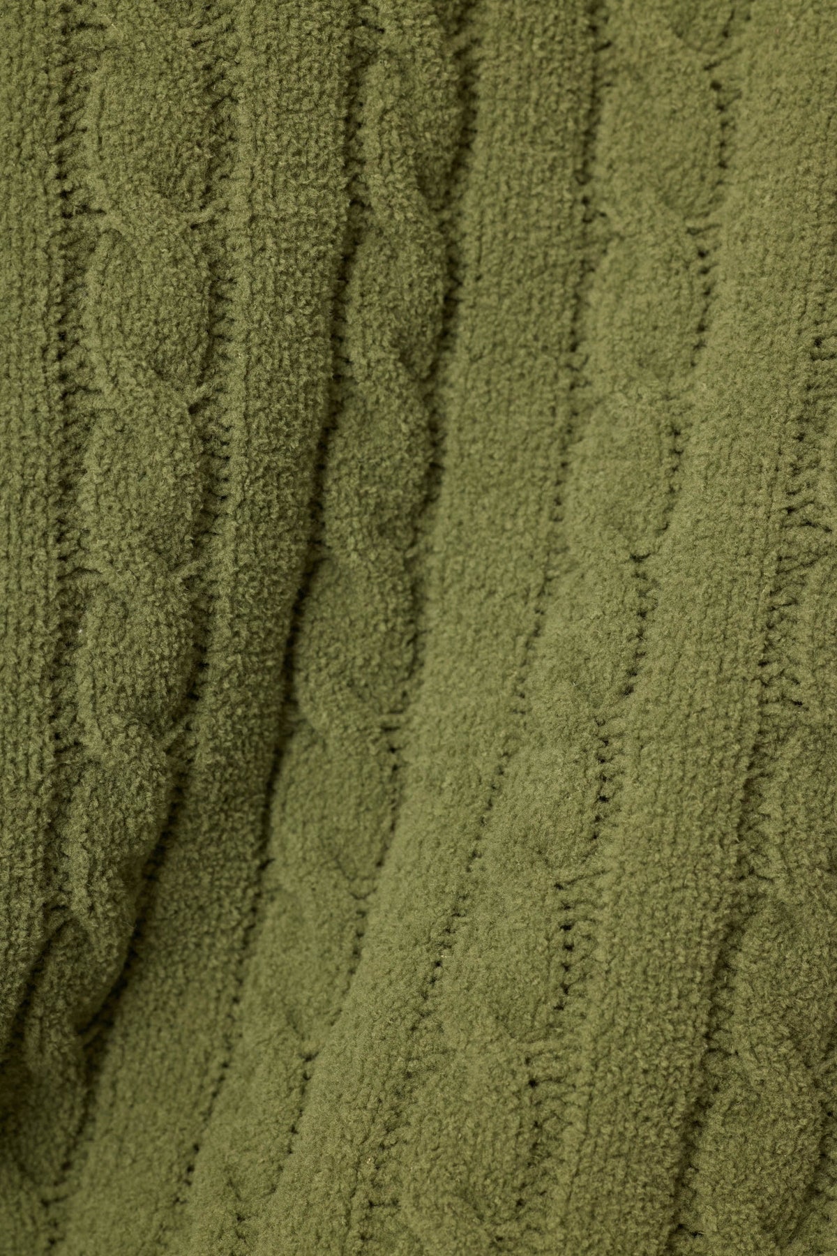 Cozy Cable Chenille Olivine Button Pullover