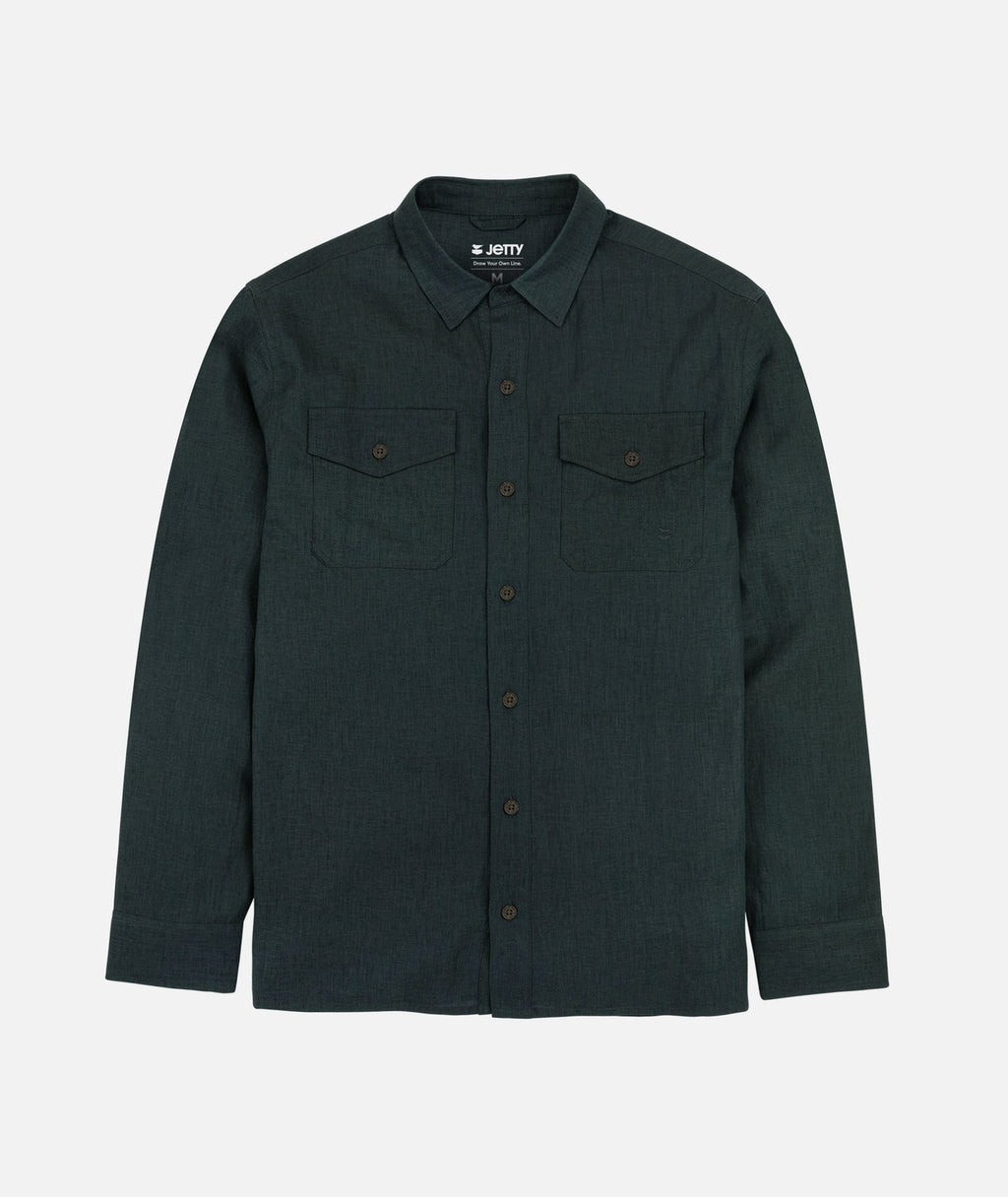 Noah Black Sand Linen Button-Up Shirt