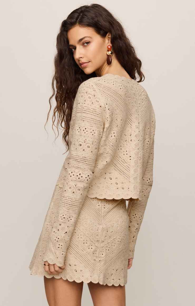 Cressa Natural Crochet Crop Cardigan