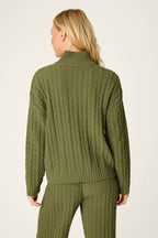 Cozy Cable Chenille Olivine Button Pullover
