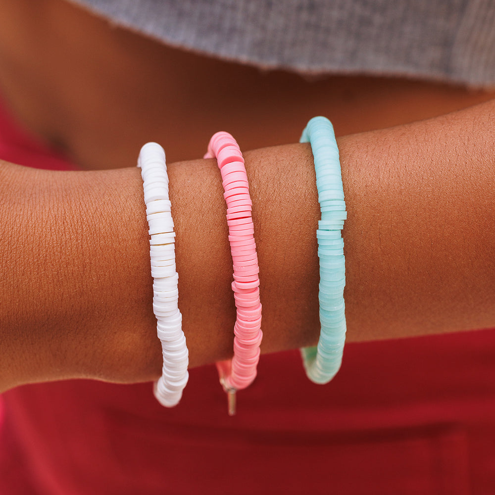 White Disc Stretch Bracelet