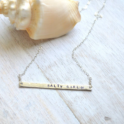 Salty Girl Stamped Bar Necklace