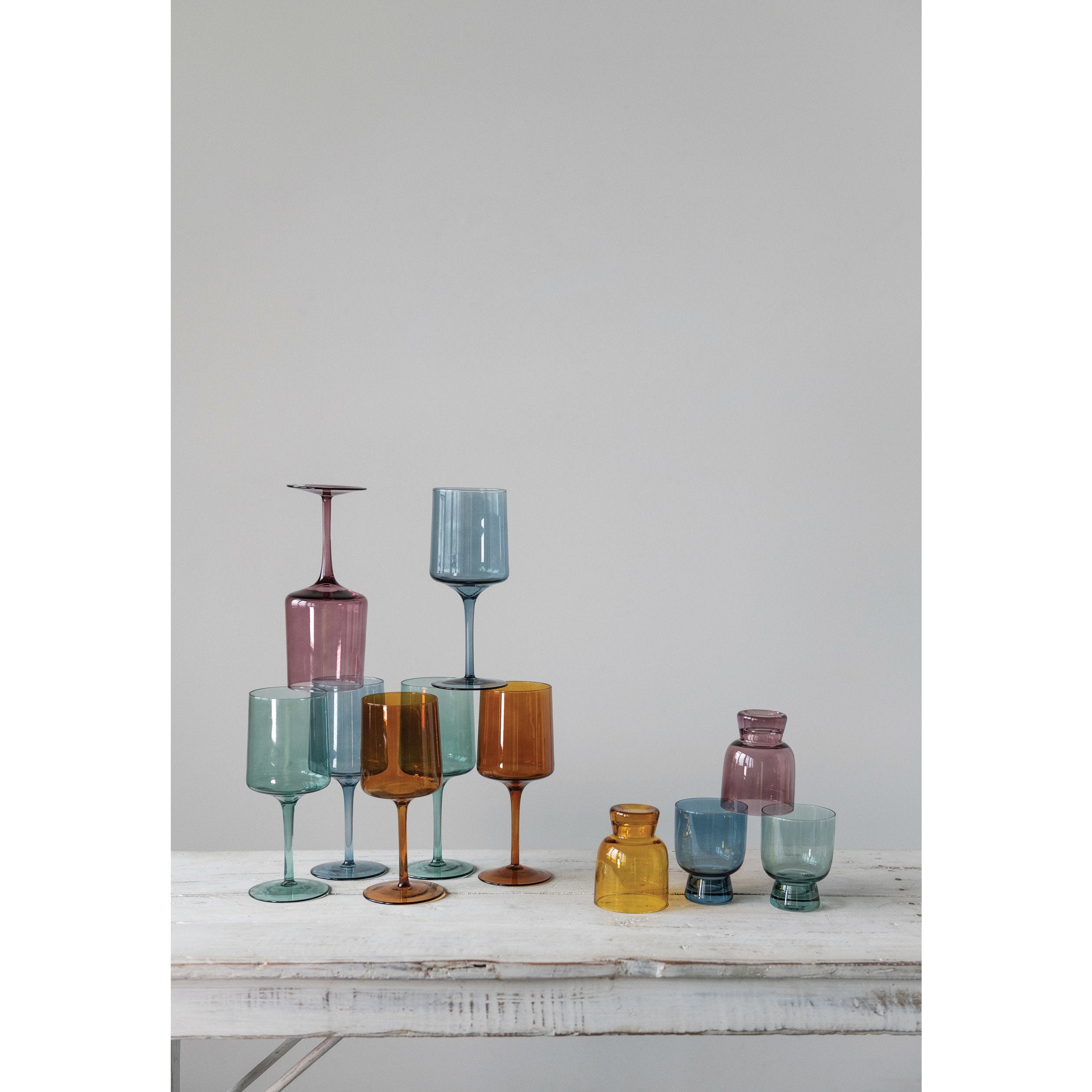 Color Stemmed Wine Glass Set of 4