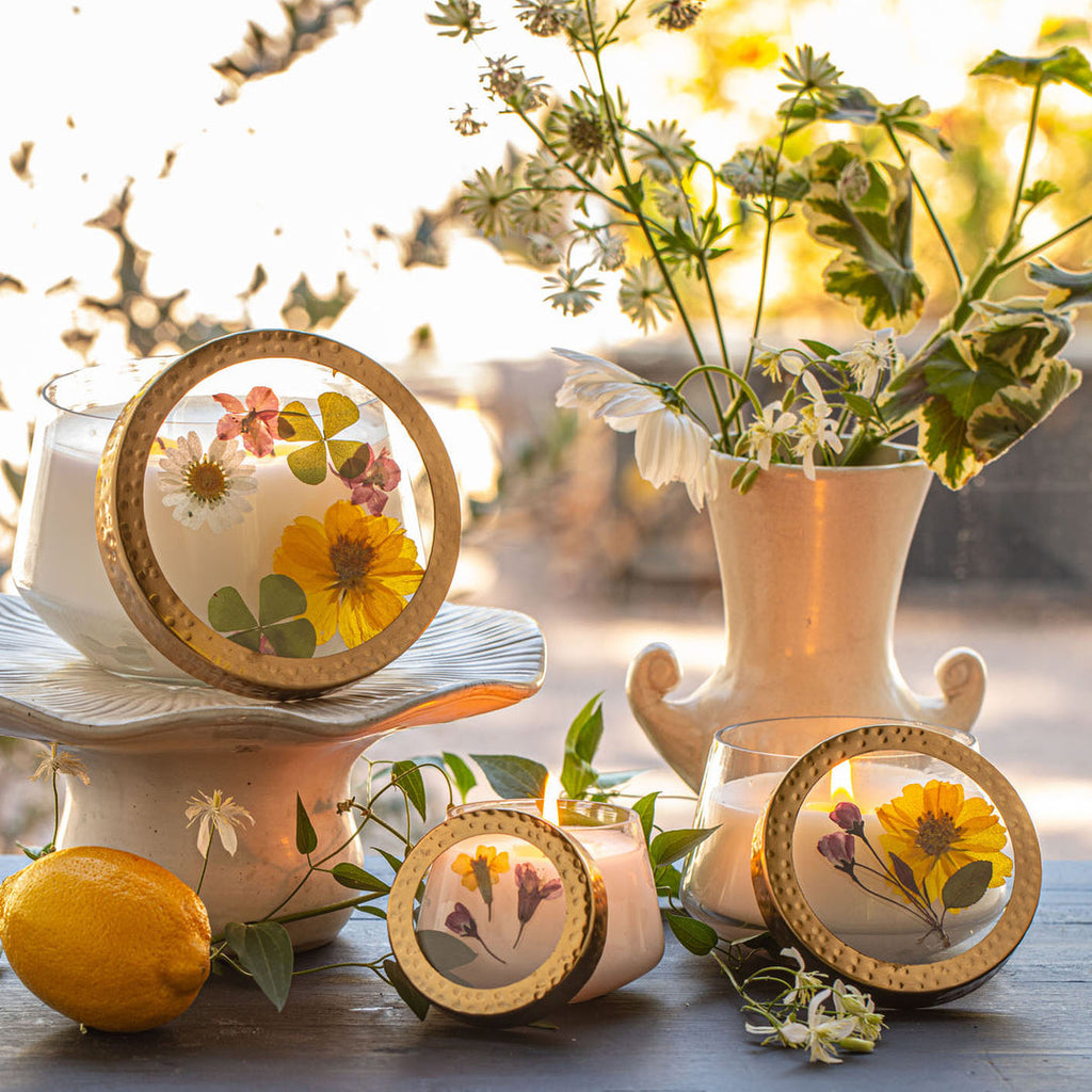 Lemon Blossom & Lychee Large Pressed Floral Candle
