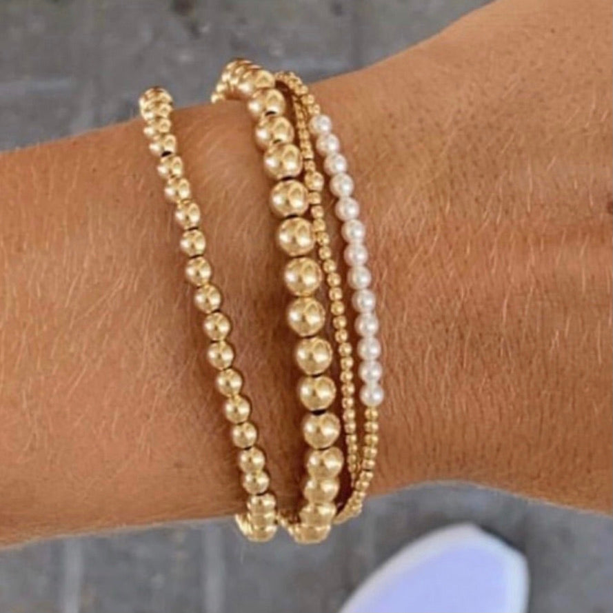 Bliss Pearl Gold 3MM Bead Bracelet