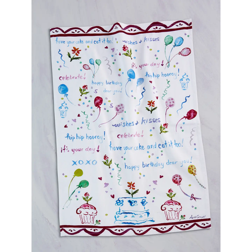Birthday Watercolor Tea Towel