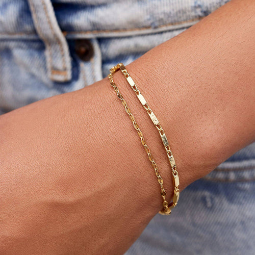 Gold Chain & Beaded Stretch Bracelet
