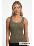Lace Texture Square-Neck Tank