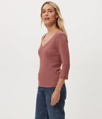 Angelina Shine V 3/4 Sleeve Tee