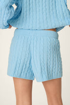 Cozy Cable Chenille Cloud Blue Shorts