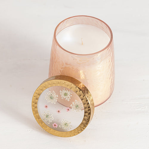 Rose & Oud Tall Pressed Floral Candle