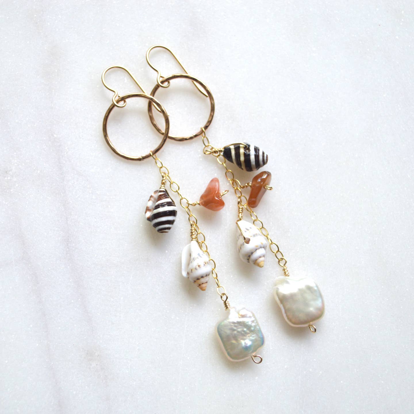 Pearl & Shell Dangle Earrings