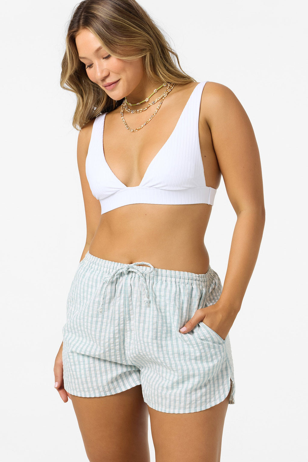 Millie Winter White Seersucker Beach Short