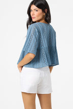Loni Provincial Blue Eyelet Top