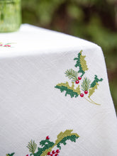 Candy Cane Cross Stitch Embroidered Tea Cloth