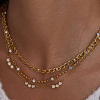 CZ Gold Figaro Cuban Chain