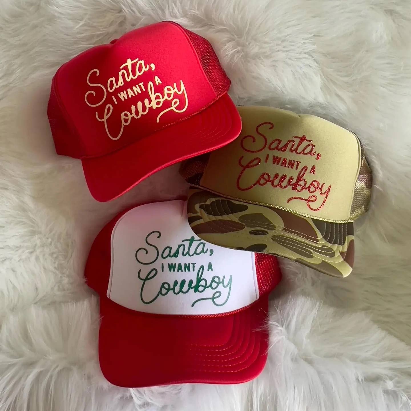 Santa I Want A Cowboy Trucker Hat