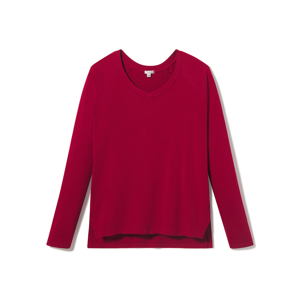 Frankie Red V Rib Long-Sleeve