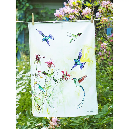 Hummingbird Watercolor Tea Towel