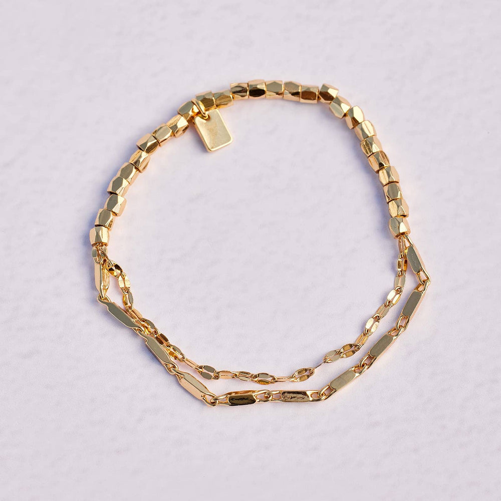 Gold Chain & Beaded Stretch Bracelet