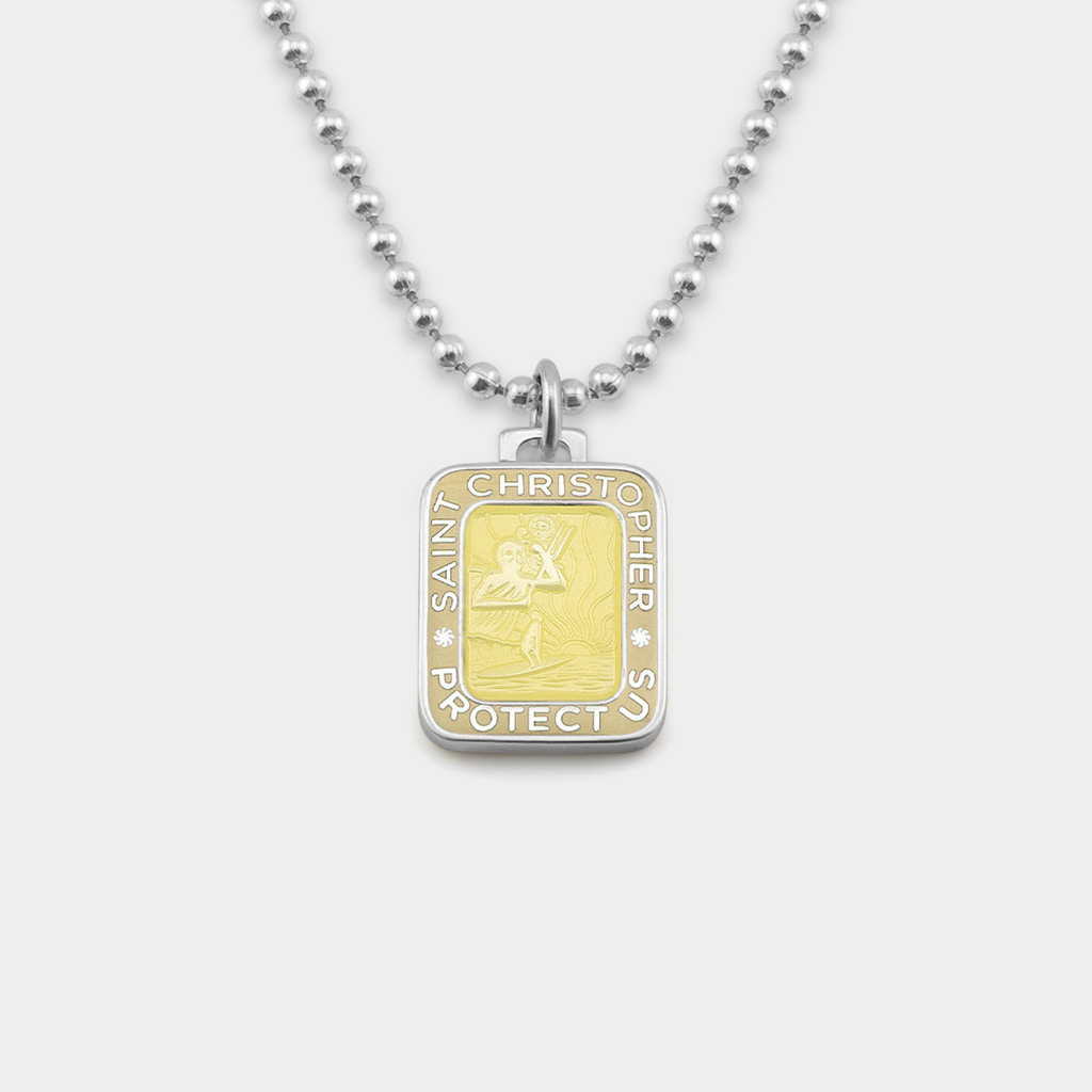 St. Christopher RECTANGLE Surf Necklace