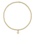 Classic Gold 2mm Signature Cross Charm Bead Bracelet