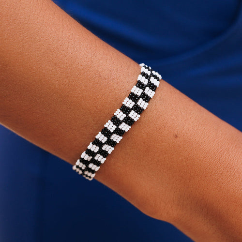 Woven Seed Bead Checkerboard Bracelet