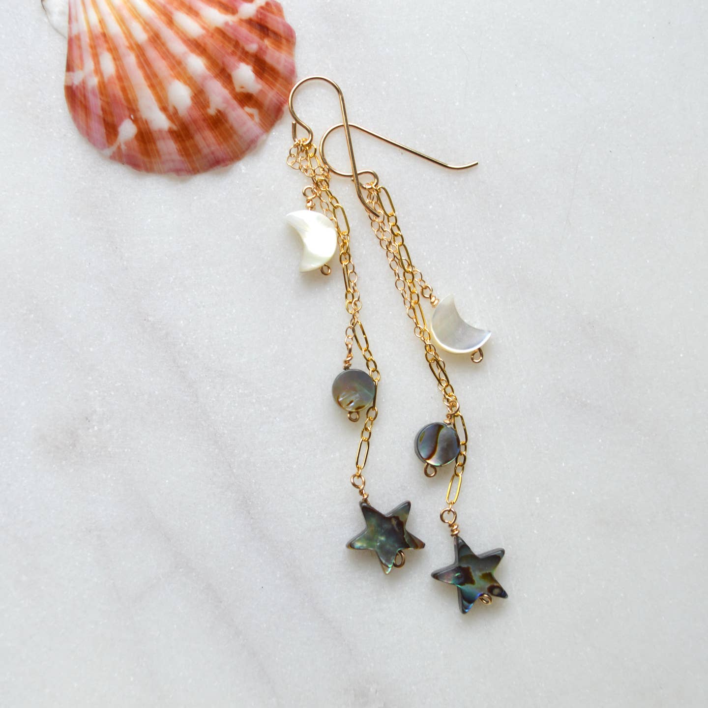 Moon & Star Dangle Earrings