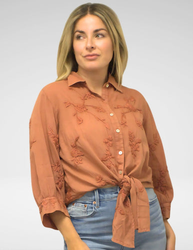 Alanis Summer Fig Embroidered Blouse