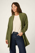 Cozy Cable Chenille Olivine Cardigan
