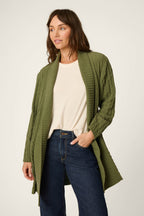 Cozy Cable Chenille Olivine Cardigan