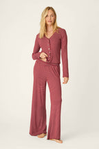 Pretty Stripes Pointelle Wine PJ Pant