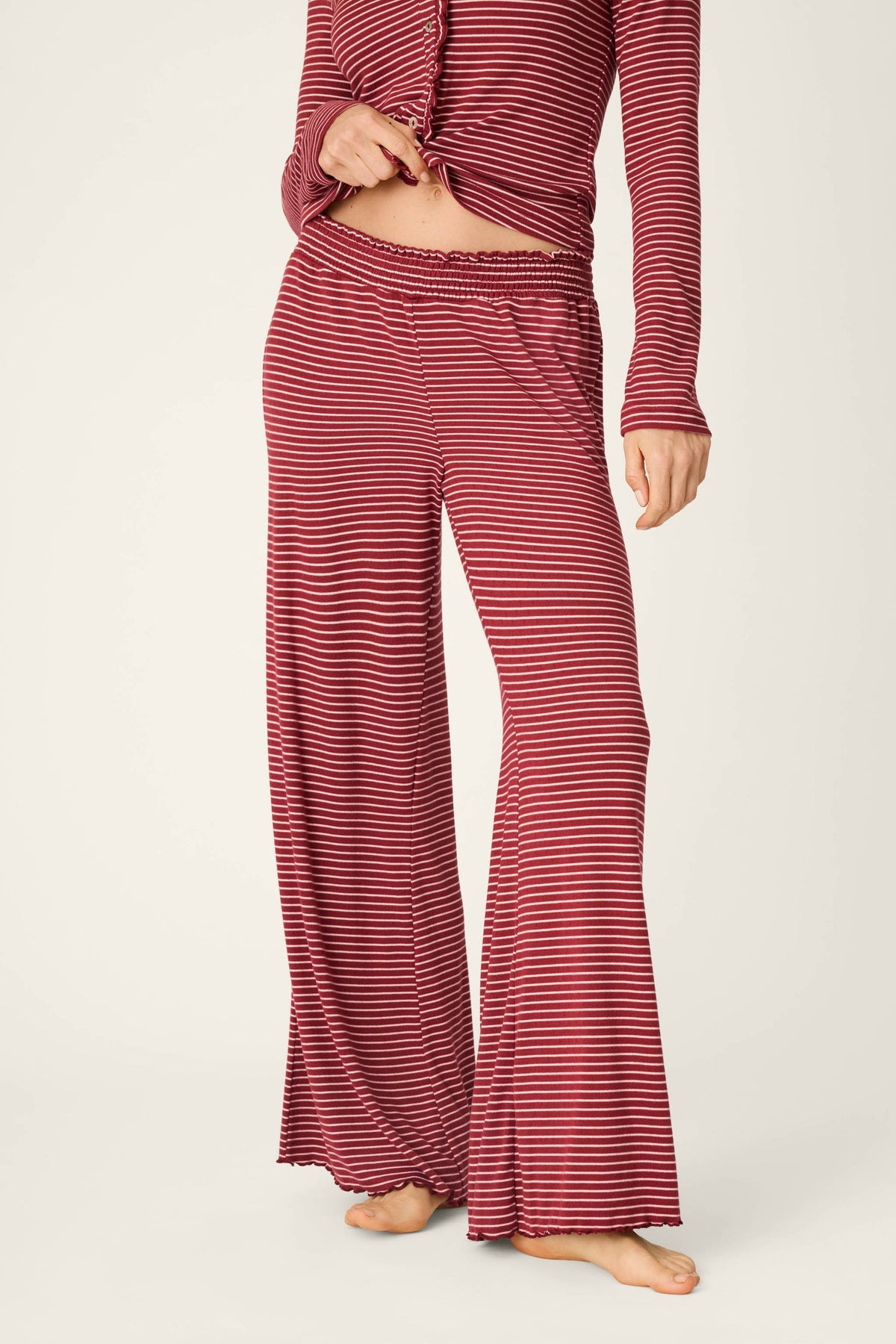 Pretty Stripes Pointelle Wine PJ Pant