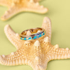 Silver Enamel Wave Fidget Ring