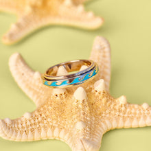 Silver Enamel Wave Fidget Ring